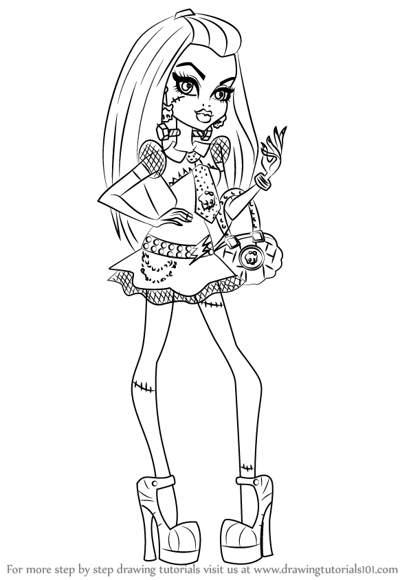 598x844 Learn How To Draw Frankie Stein From Monster High - Monster High Drawing Online