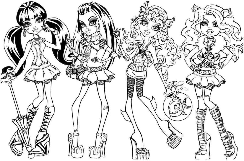 1024x678 Coloring Pages Coloring Pages Monster High Girlsntable Drawing - Monster High Drawings