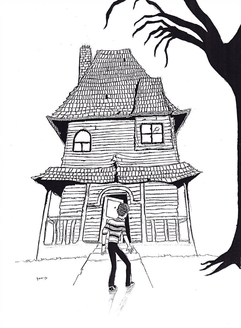 766x1043 Monster House Pen Drawing - Monster House Drawing