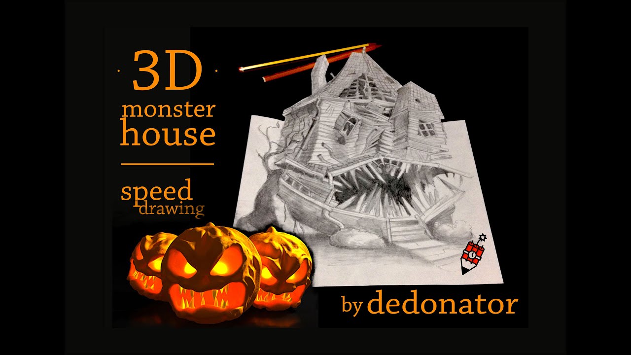 1280x720 Monster House Halloween Speed Drawing - Monster House Drawing