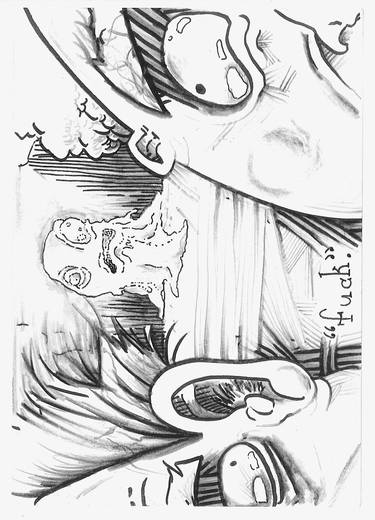 375x520 creepy monsters following weird people pt drawing - Monster Line Drawing