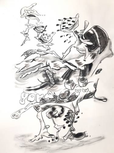 375x500 Monster Doodle Drawing - Monster Line Drawing