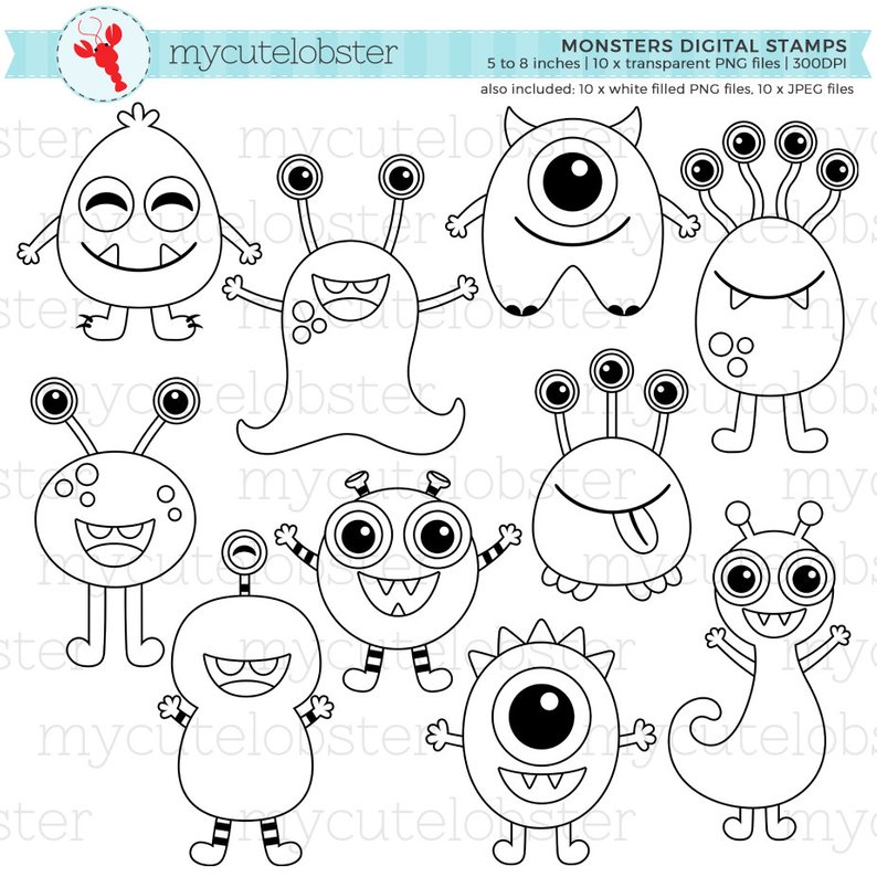 Monster Line Drawing at Explore collection of