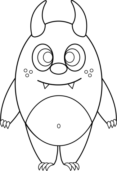 377x550 silly little monster coloring page - Monster Line Drawing