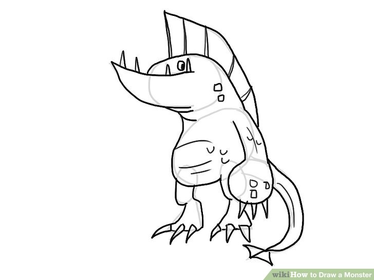 728x546 Easy Ways To Draw A Monster - Monster Line Drawing
