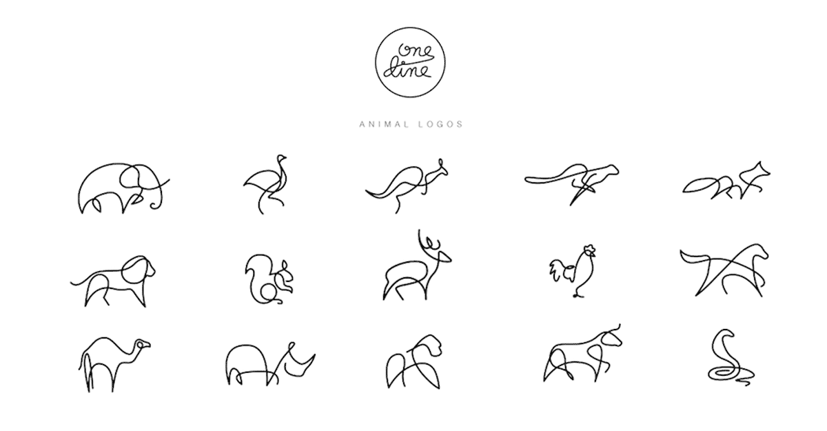 1200x625 one line animal logos - Monster Logo Drawing