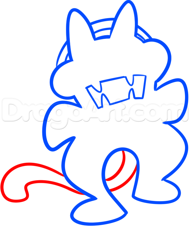 611x729 Step How To Draw Monster Cat - Monster Logo Drawing