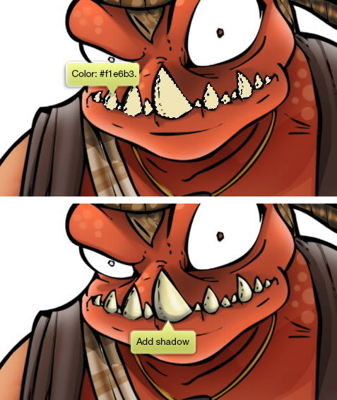 477x566 Draw A Cartoon Monster Character In Photoshop - Monster Teeth Drawing