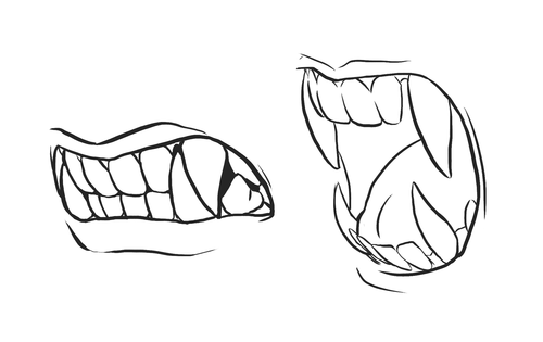 500x315 drawing illustration monsters teeth tutorials fangs vampires - Monster Teeth Drawing