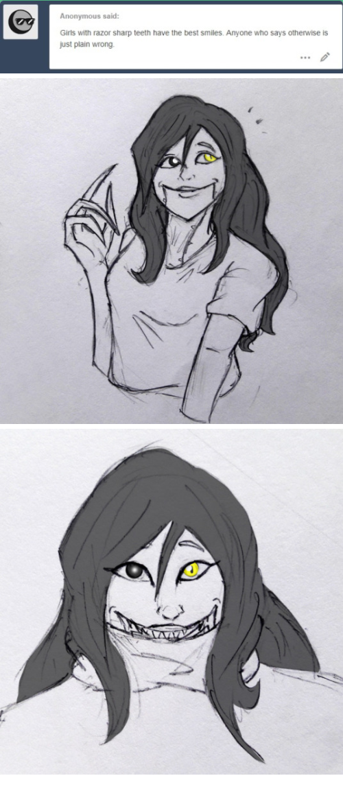 500x1150 anon likes girls with sharp teeth monster girls know your meme - Monster Teeth Drawing