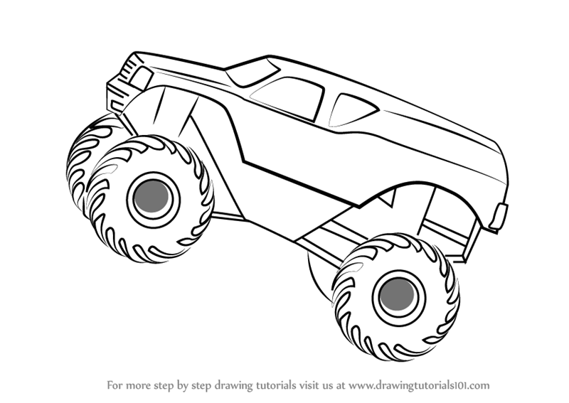 800x567 learn how to draw monstertruck jump - Monster Truck Drawing