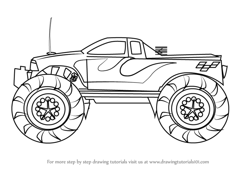 800x566 learn how to draw a monster truck - Monster Truck Drawing