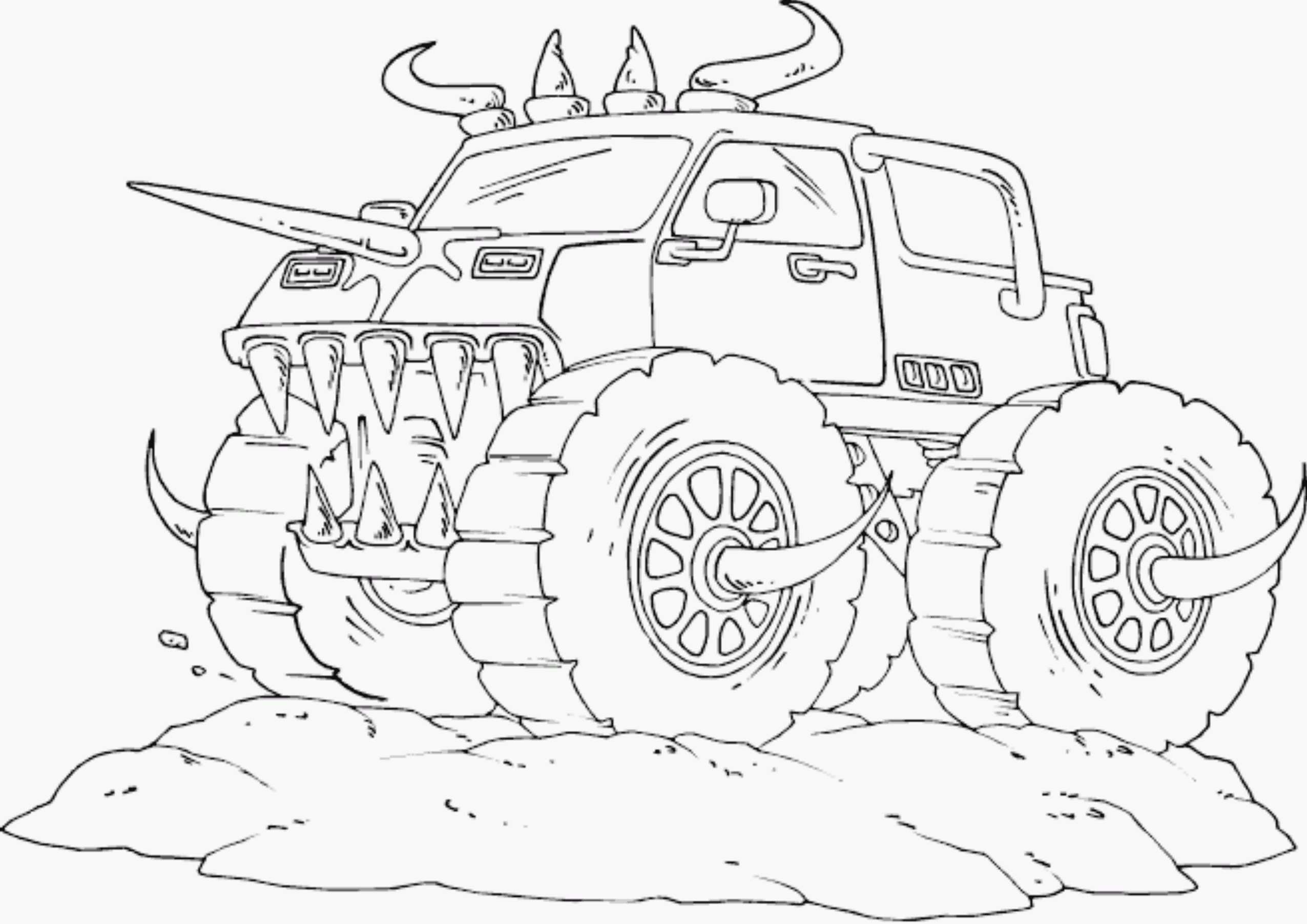 2551x1803 drawing monster truck coloring pages with kids - Monster Truck Drawing