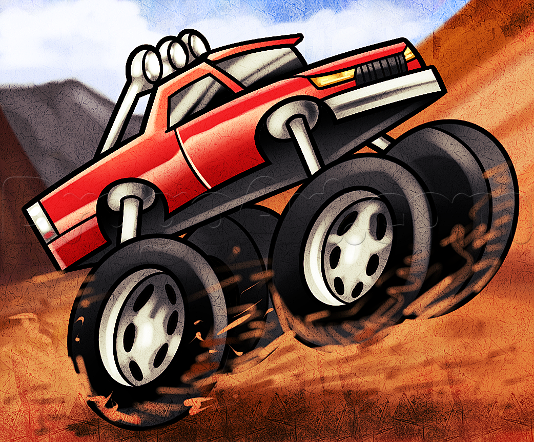 1042x862 drawing a monster truck easy, step - Monster Truck Drawing
