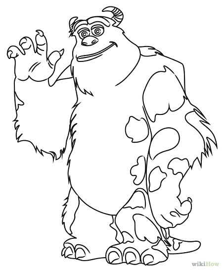 453x549 how to draw sully from monster's inc steps - Monsters Inc Drawing