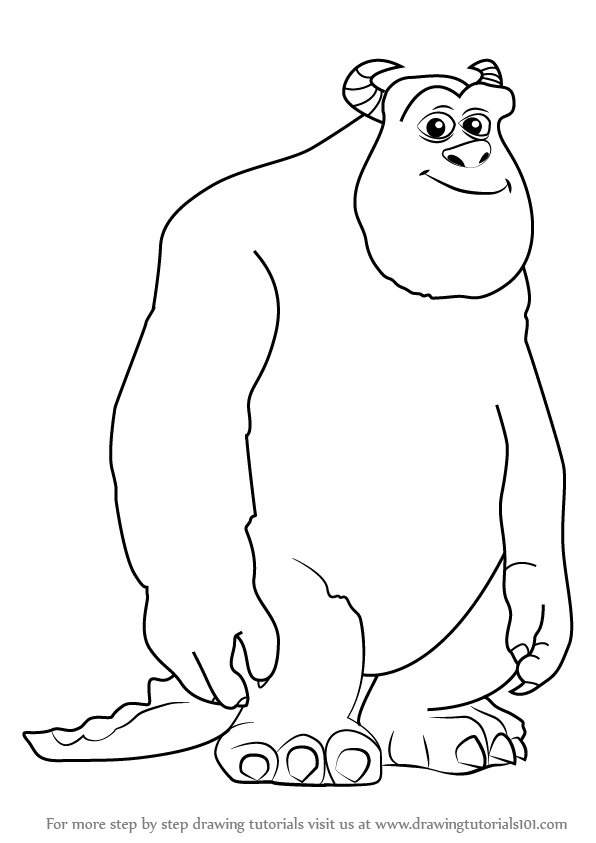 596x843 learn how to draw james p sullivan from monsters, inc - Monsters Inc Drawing