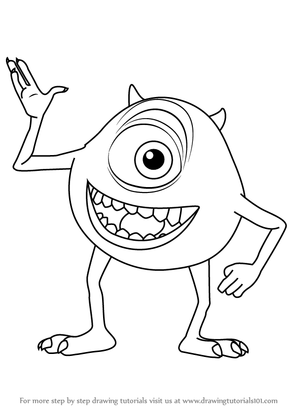 596x843 learn how to draw michael wazowski from monsters, inc - Monsters Inc Drawing
