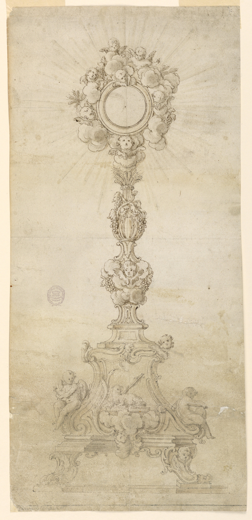 497x1024 drawing, design for a monstrance with alternative suggestions - Monstrance Drawing