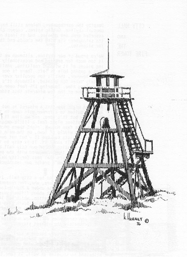 655x900 firetower helena, montana drawing - Montana Drawing