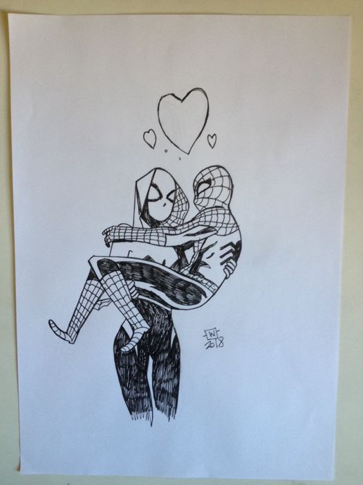 525x700 spider gwen with spiderman - Montana Drawing