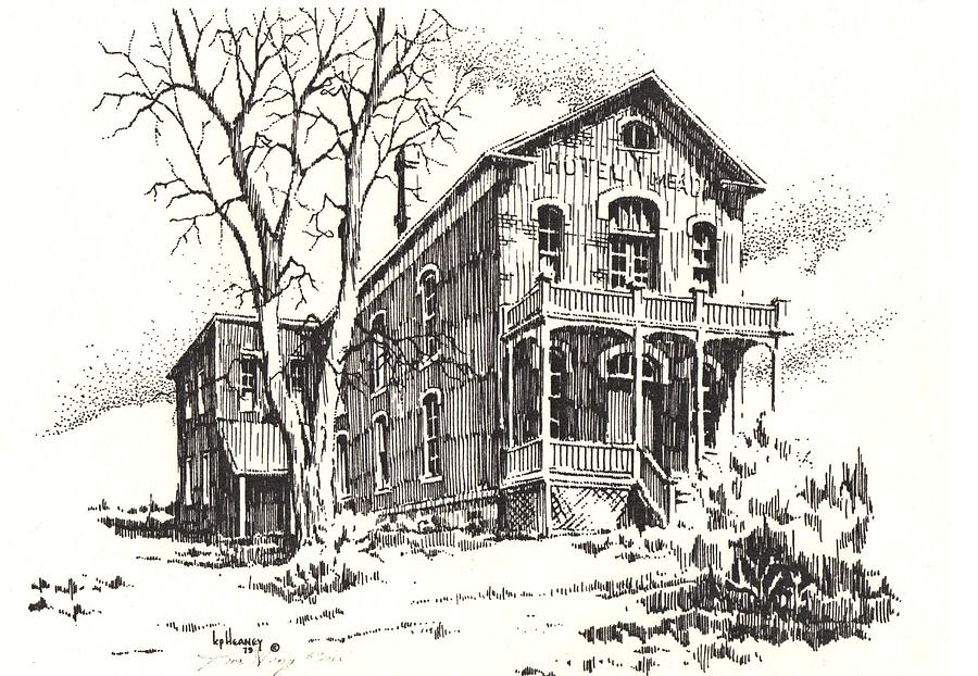 900x622 courthouse bannack ghost town montana drawing - Montana Drawing