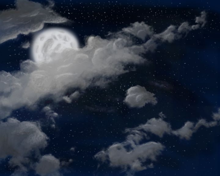 720x576 Moon And Clouds Drawing - Moon And Clouds Drawing
