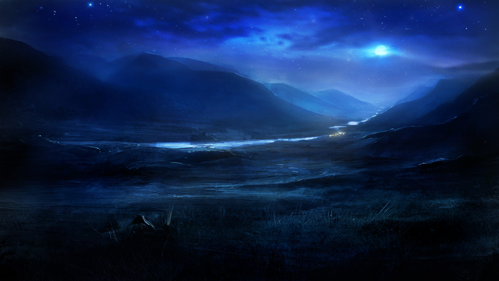 1920x1080 Moon And Clouds Drawing Hd Wallpaper, Background Images - Moon And Clouds Drawing
