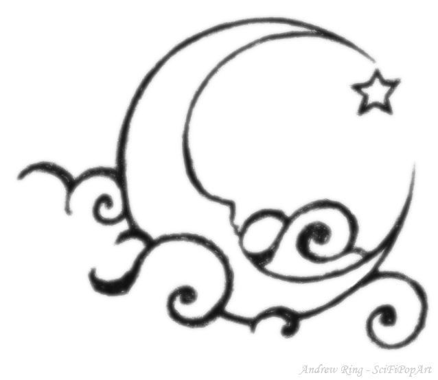 638x554 Sketches Of Shooting Stars And Moons Moon And Clouds Sketch - Moon And Clouds Drawing