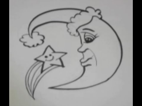 480x360 How To Draw Moon And Stars Step - Moon And Stars Drawing
