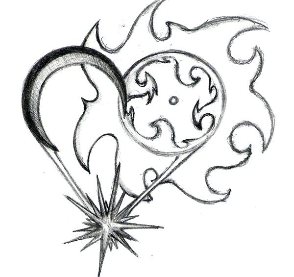 600x565 Sun Drawings Godshelters - Moon And Stars Drawing Tumblr