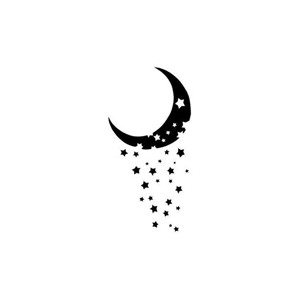 600x600 Black Ink Moon And Star Tattoos Design - Moon And Stars Drawing Tumblr