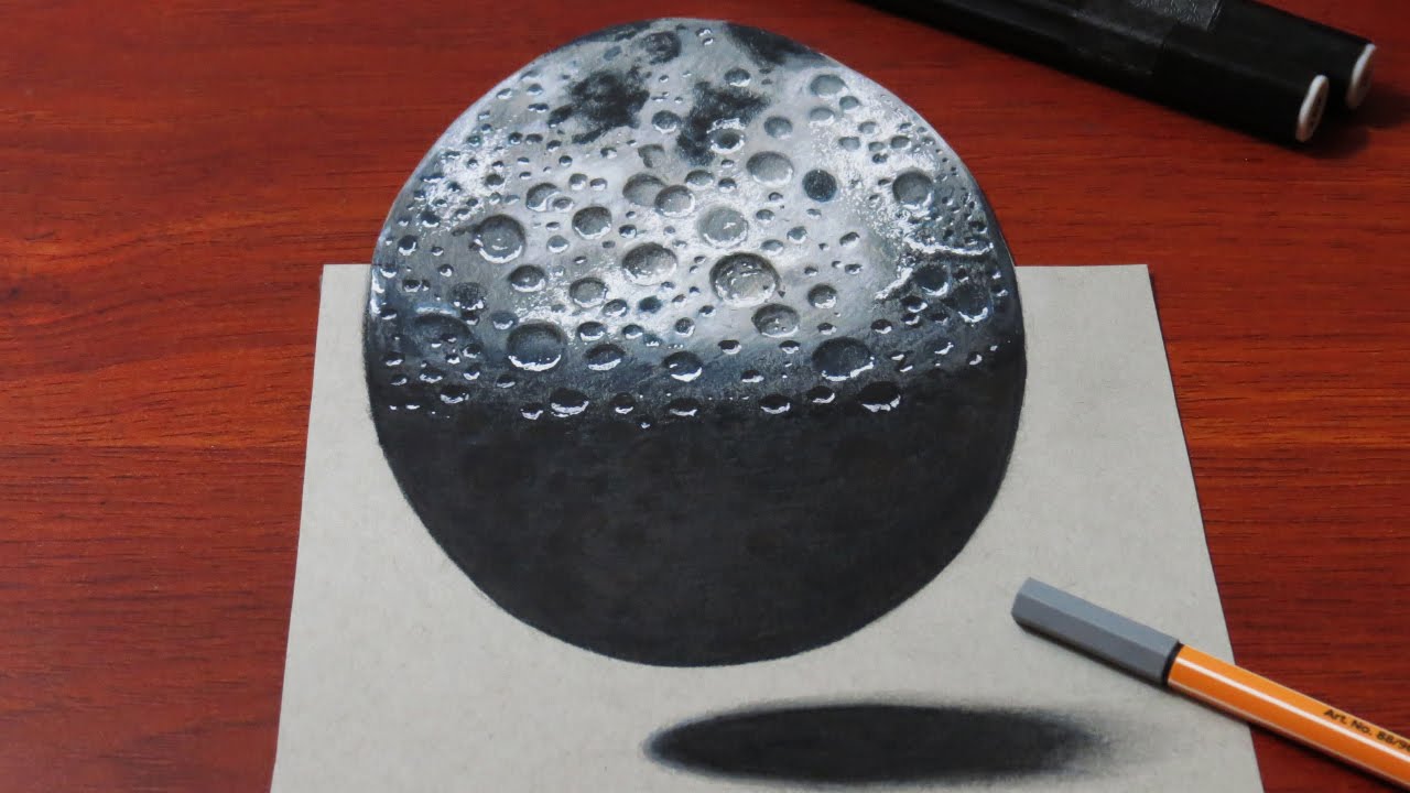 1280x720 how to draw a floating moon - Moon Art Drawing