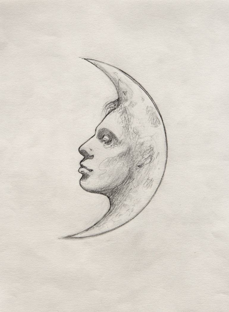 770x1051 Moon Face Drawing - Moon Art Drawing