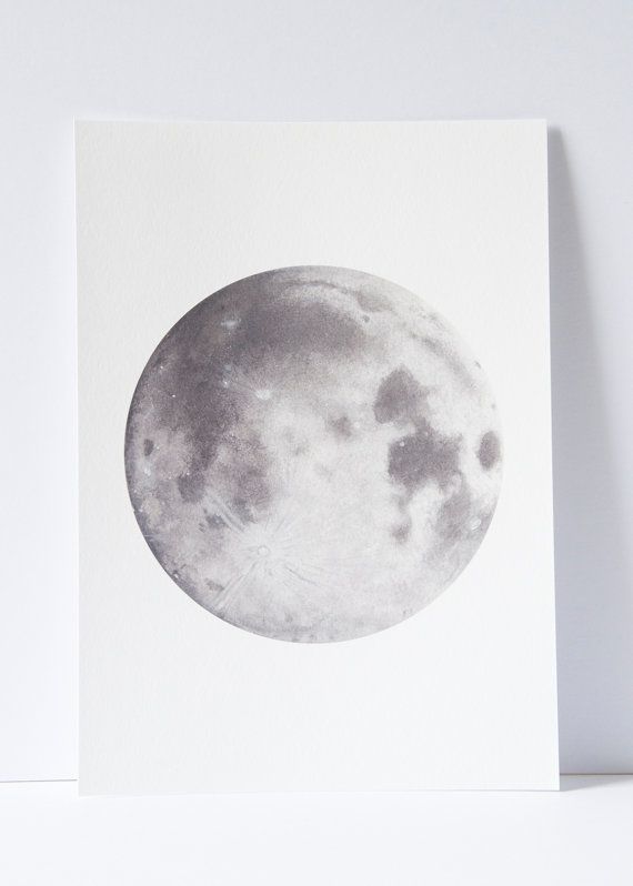 570x798 watercolour moon print, moon art, space art, lunar art, moon - Moon Art Drawing