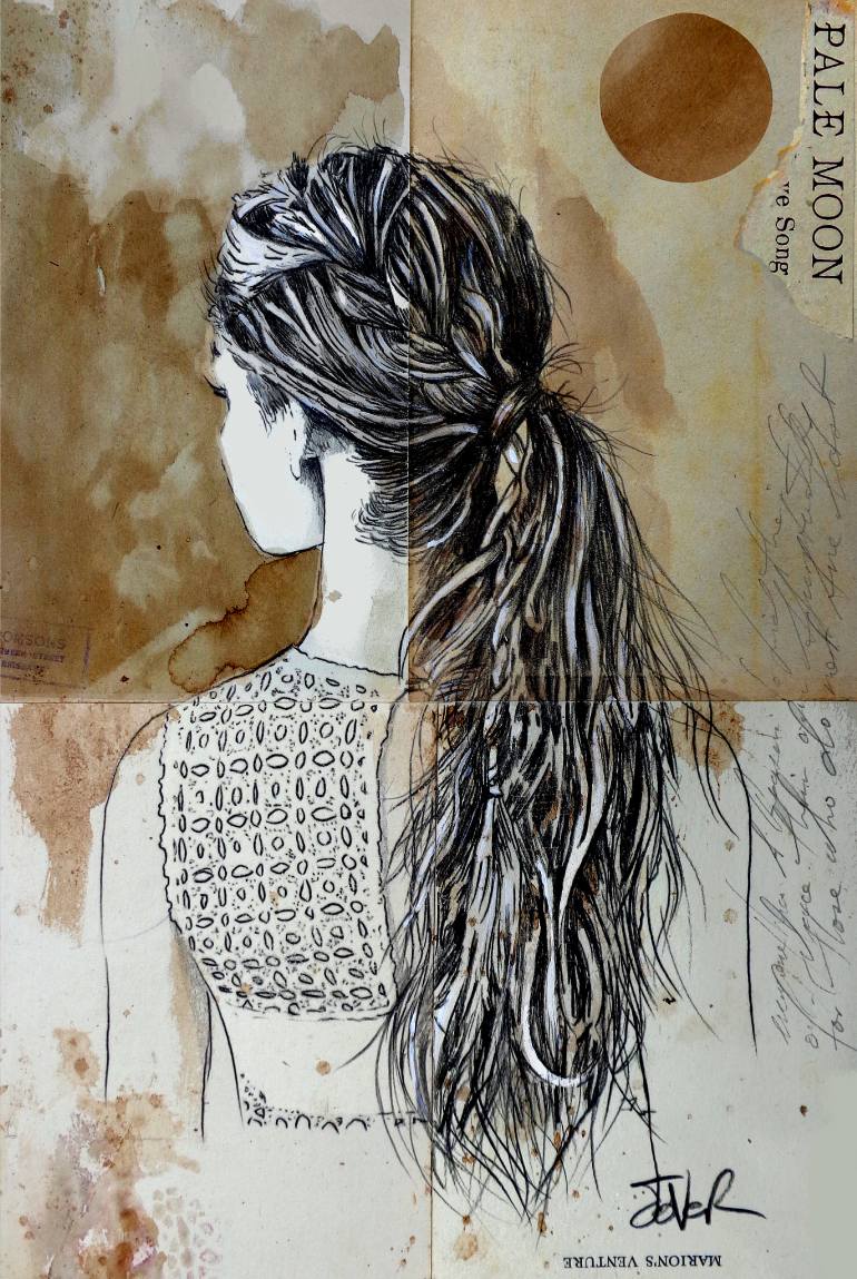 770x1149 pale moon drawing - Moon Art Drawing