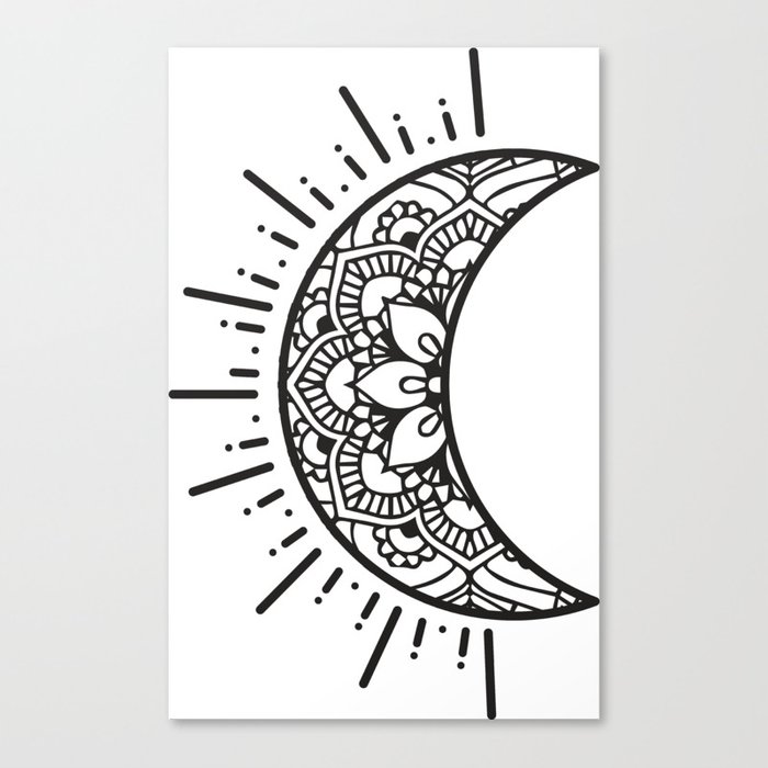 700x700 Half Moon Drawing Canvas Print - Moon Drawing