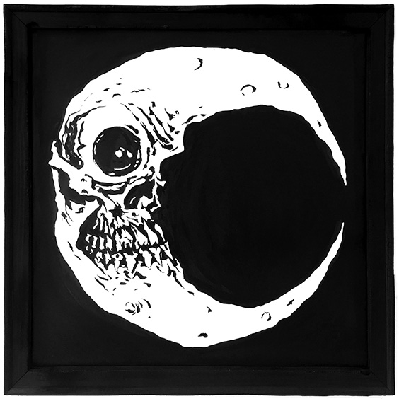 564x564 Moon Drawing In Custom Burnt Wood Frame - Moon Drawing