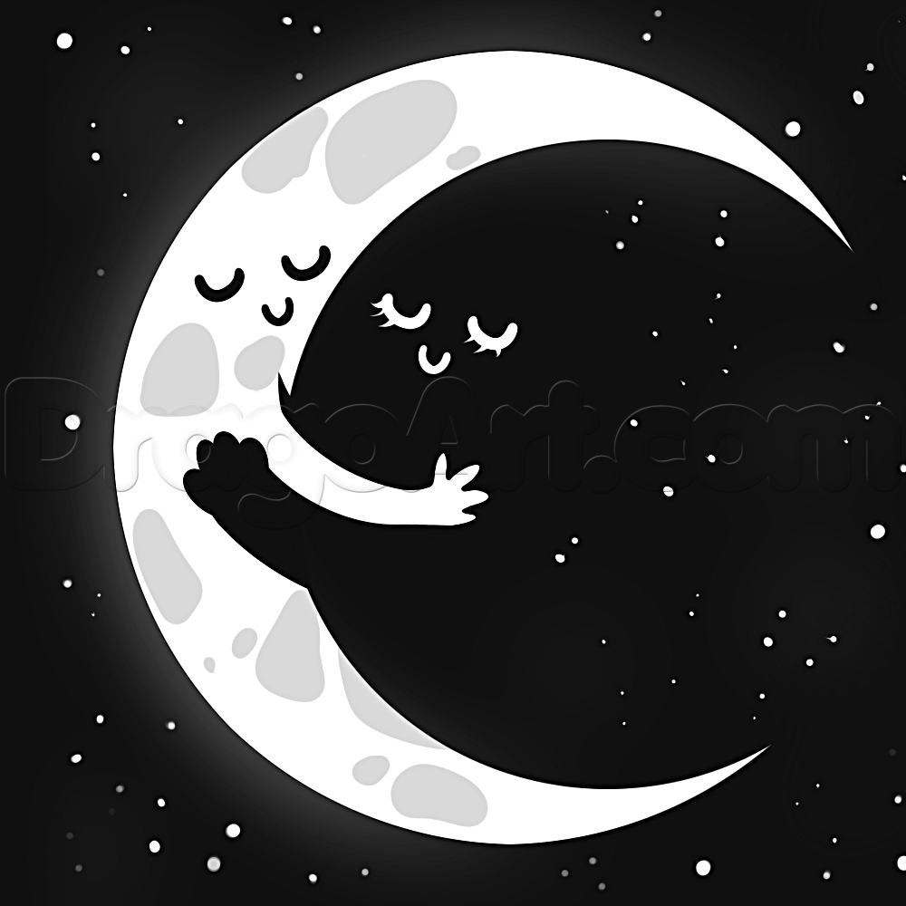 1000x1000 Drawing A Moon, Step - Moon Drawing