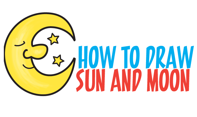669x397 How To Draw A Cartoon Moon And Stars Easy Step - Moon Drawing Cartoon