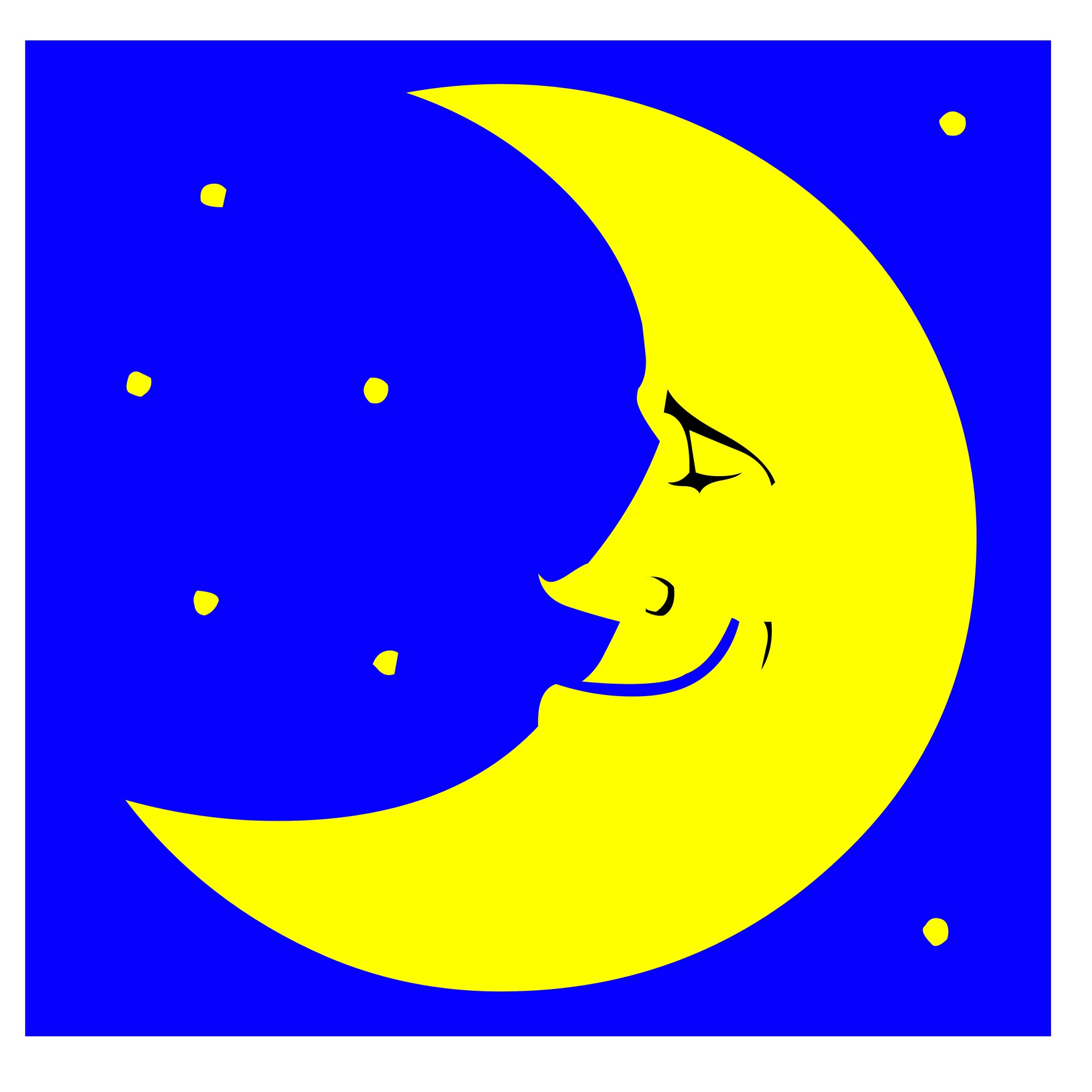 1920x1920 Moon, Stars, Sky, Yellow, Blue - Moon Drawing Cartoon