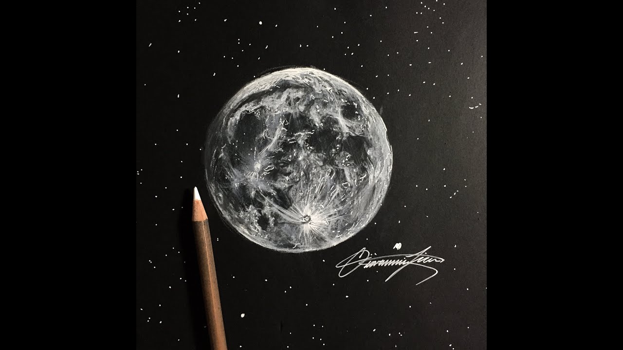 1280x720 how i draw the moon in less than one hour! - Moon Drawing Images