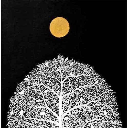 500x500 Night Moon Drawing - Moon Drawing Images