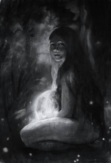 375x551 The Girl That Will Save The Moon'' Drawing - Moon Drawing Pictures