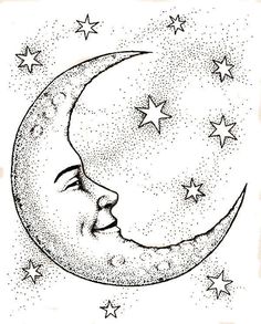 236x293 Crescent Moon Face Drawing - Moon Drawing Pictures