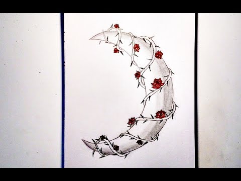 480x360 Drawing Moon With Roses - Moon Drawing Tattoo