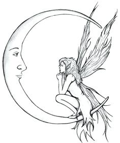 236x280 fairy on moon drawing fairy and moon - Moon Drawing Tattoo