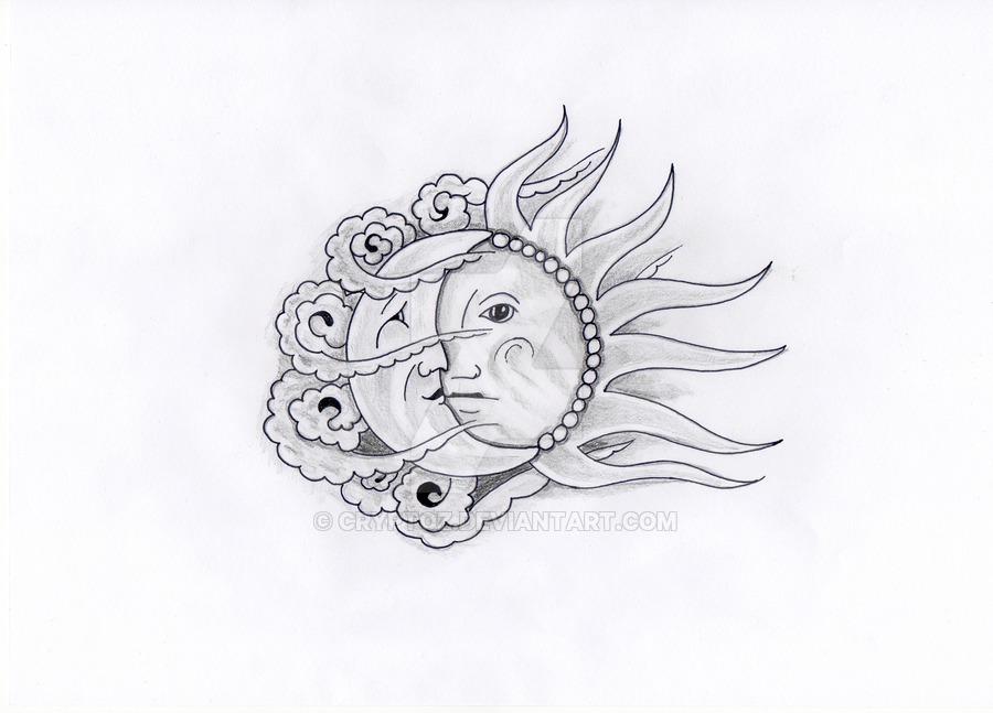 900x647 Sun Moon Tattoo - Moon Drawing Tattoo