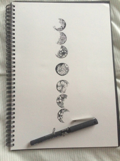 400x534 Phases Of The Moon Tattoo Tumblr - Moon Drawing Tattoo