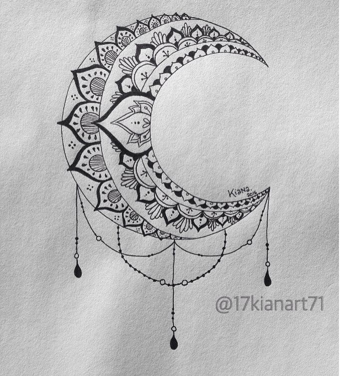681x753 Bampw Moon Mandala Design - Moon Drawing Tattoo