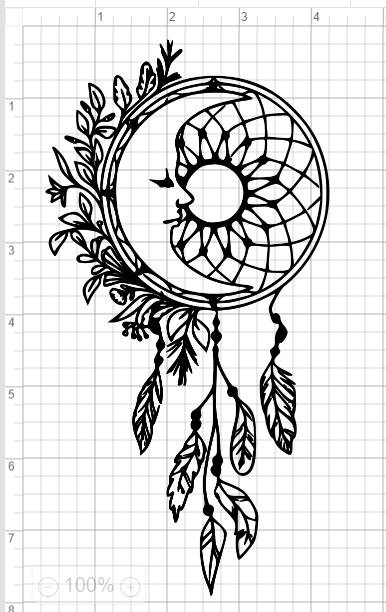 386x612 moon dreamcatcher design pdf dxf studio etsy - Moon Dreamcatcher Drawing